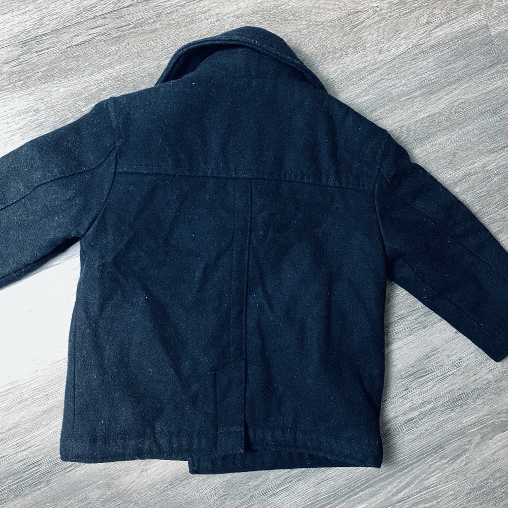 Baby Gap Toddler Wool Peacoat Jacket Lot Black Gray Size 3T Double Breasted - Picture 2 of 11